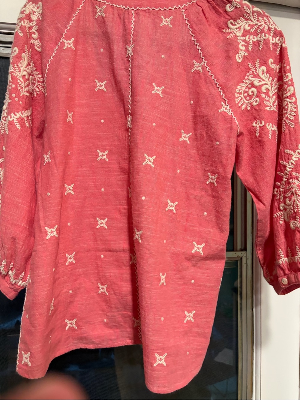 Sundance Res Coral-Pink Embroidered V-Neck Tunic- Gorgeous XSMALL - Picture 4 of 9